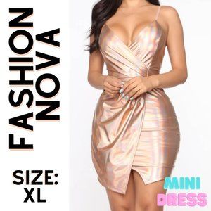 Iridescent Hologram Mini Dress - Fashion Nova
